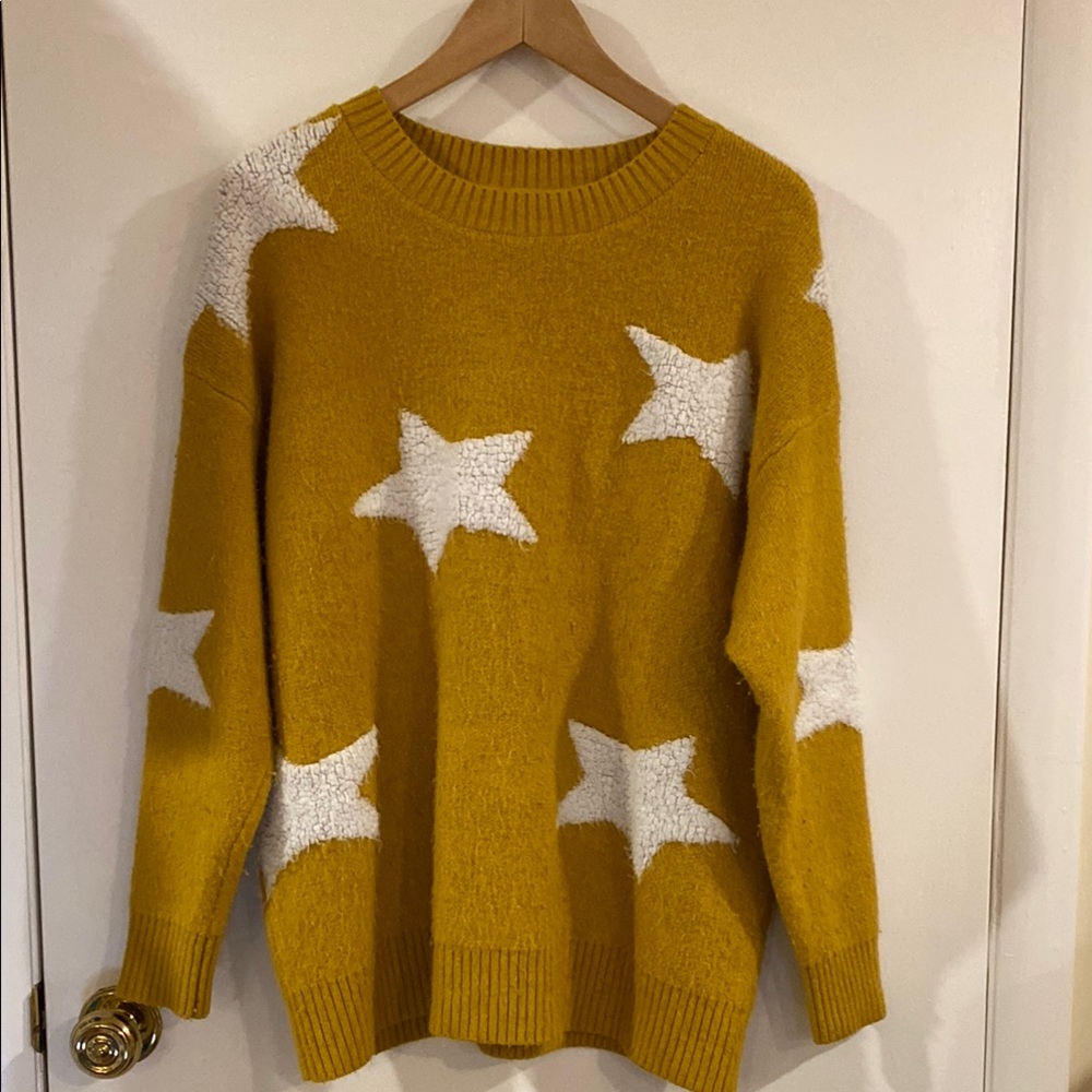 Cozy Mustard Star Sweater